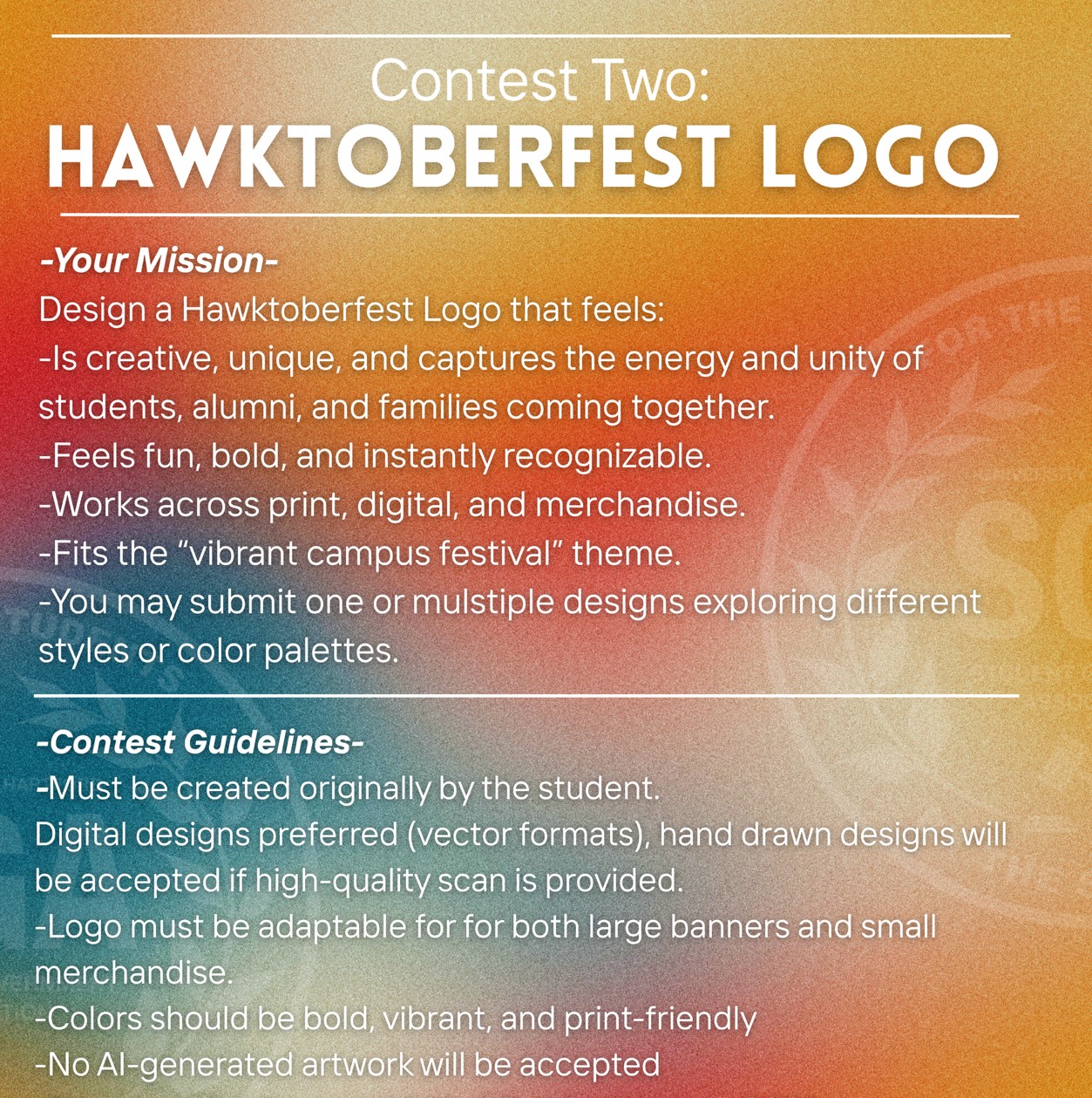 flyer of Hawktoberfest logo contest