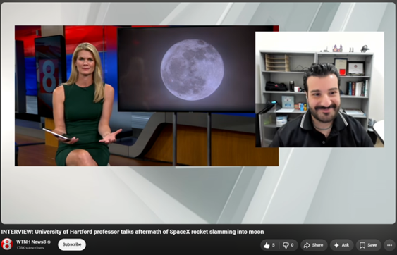 screenshot of interview with TV anchor