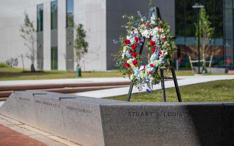 photo of nearly completed memorial bench