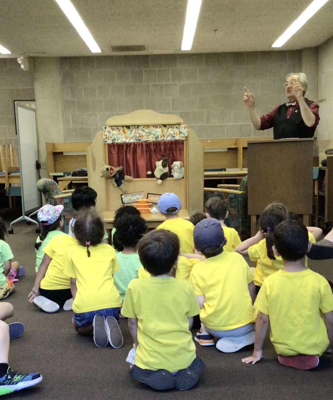Bear snoring at summer storytime showcase