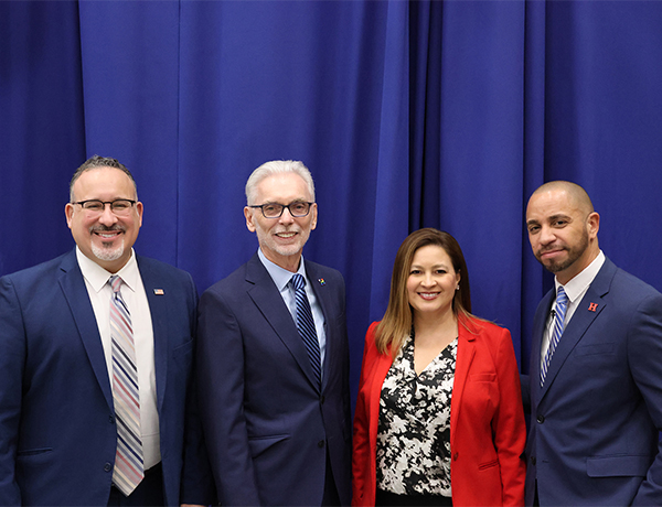 The Cardonas with UHart President Mulready and Hillyer Faculty Member Noel Casiano