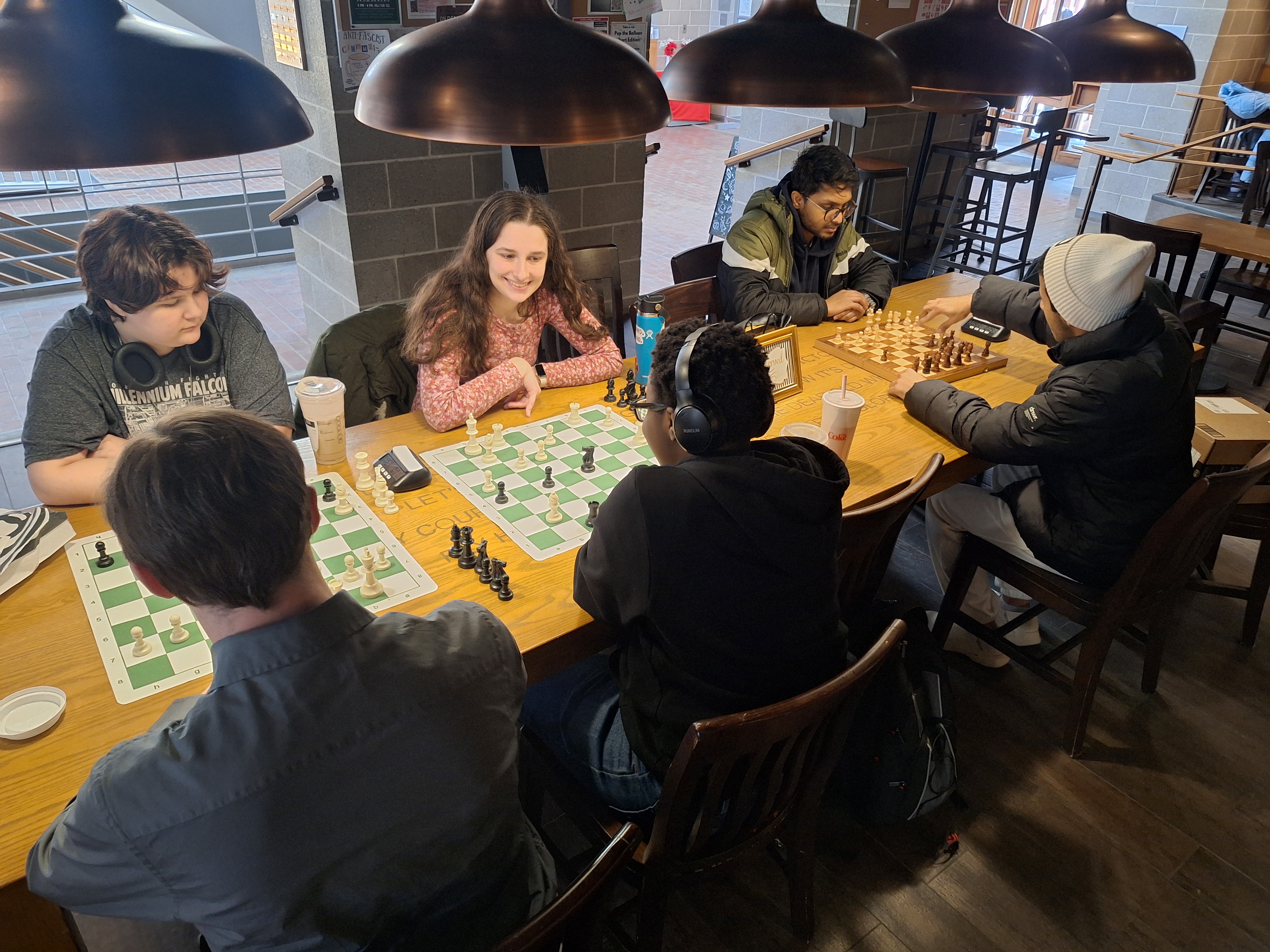 Students playing chess