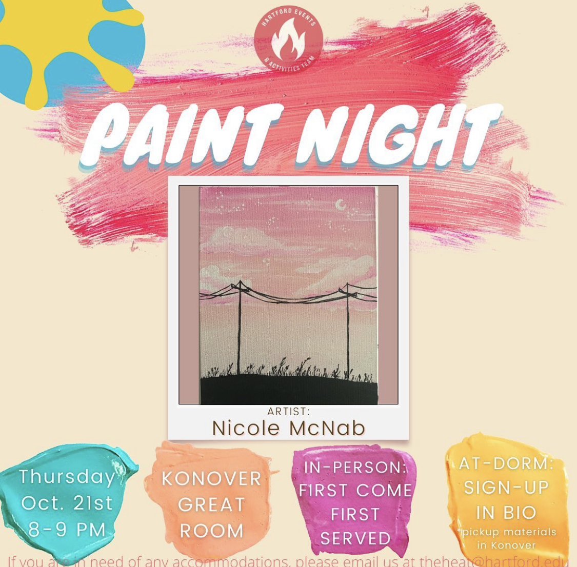 Paint Night Thursday Oct. 21 University of Hartford