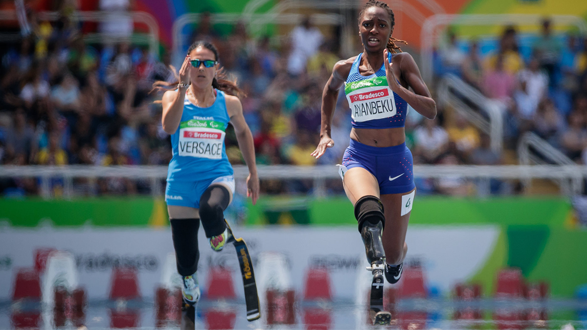 U.S. Paralympic athlete Femita Ayanbeku (right) will speak at the virtual panel discussion